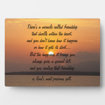 Milagro de la amistad Poema Plaque