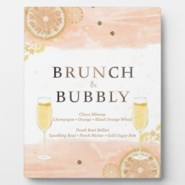 Placa Expositora Mimosa Bar Sign – Peach Watercolor Brunch & Bubbly