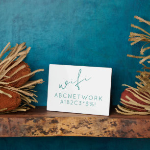 Placa Expositora Minimal Wifi Password Sign Turquoise