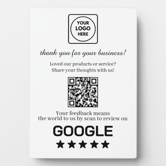 Placa Expositora Minimalist QR Code | Modern Clean Custom Design (Frente)