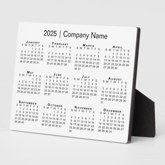 Placa Expositora Mínimo 2025 Calendario Nombre de empresa Escritori (Lado)