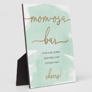 Placa Expositora Mint Green Watercolor Gold Mom-osa Bar Rótulo
