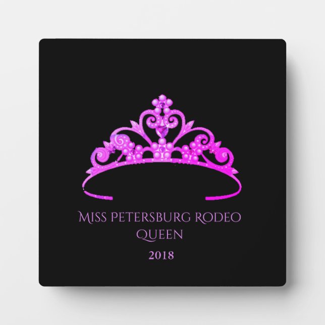 Placa Expositora Miss América Fuchsia Tiara Titleholder Plaque (Frente)