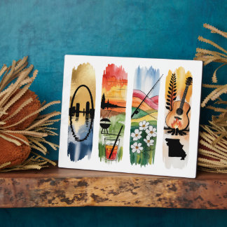 Placa Expositora Missouri Watercolor Wall Art Plaque | State Sign w