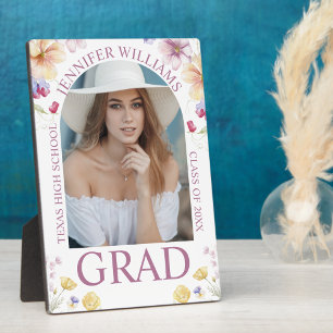 Placa Expositora moda floral elegante foto de graduación de escritu