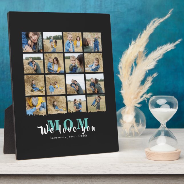 Placa Expositora Moda moderna negro te queremos mamá 16 Collage de  (Lado)