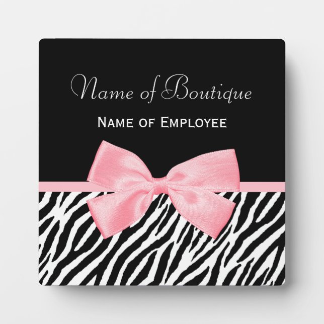 Placa Expositora Moda Zebra Impresión Boutique Luz Cinta Rosa Verda (Frente)