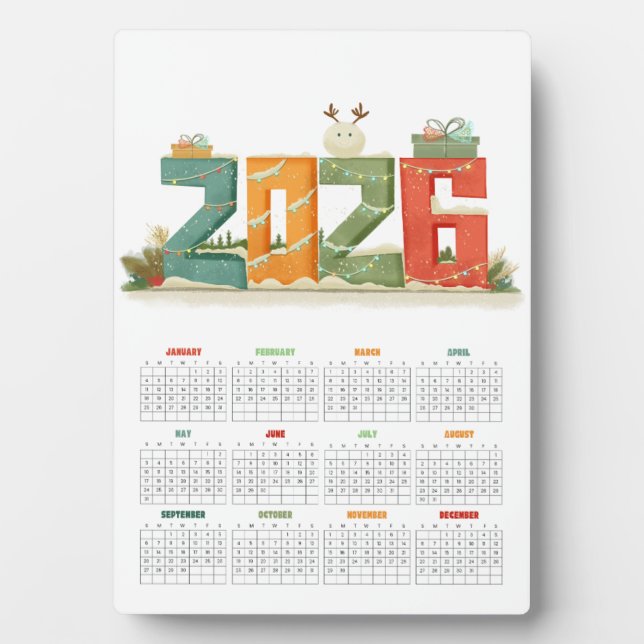Placa Expositora Modern 2026 Tabletop Desk Calendar - New year (Frente)
