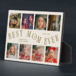 Placa Expositora Modern 8 Photo Collage Best Mom Ever Cream<br><div class="desc">Modern and minimal mother's day photo keepsake plaque featuring 8 photos with a curvy typography text that says "best mom ever." The color is cream.</div>