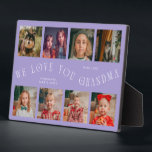 Placa Expositora Modern 8 Photo Grid Love You Grandma Lilac<br><div class="desc">Modern and minimal keepsake photo plaque to gift it to a grandmother featuring 8 photos with a curvy typography text that says "we love you grandma." The color is lilac.</div>