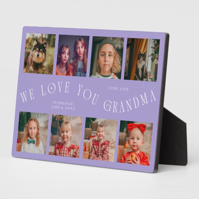 Placa Expositora Modern 8 Photo Grid Love You Grandma Lilac (Lado)