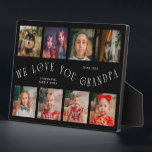 Placa Expositora Modern 8 Photo Grid Love You Grandpa Black<br><div class="desc">Modern and minimal keepsake photo plaque to gift it to a grandfather featuring 8 photos with a curvy typography text that says "we love you grandpa." The color is black.</div>