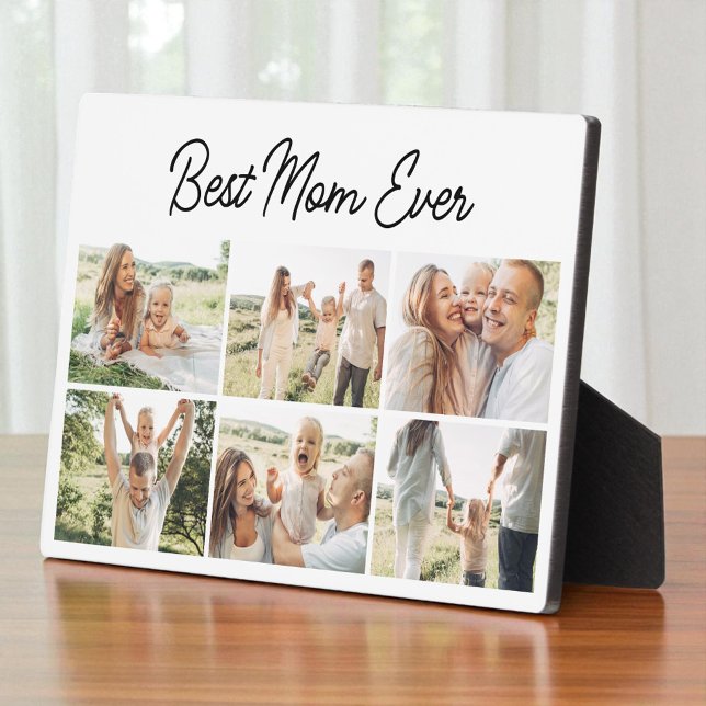 Placa Expositora Modern Best Mom Ever Custom 6 Photo Collage (Subido por el creador)