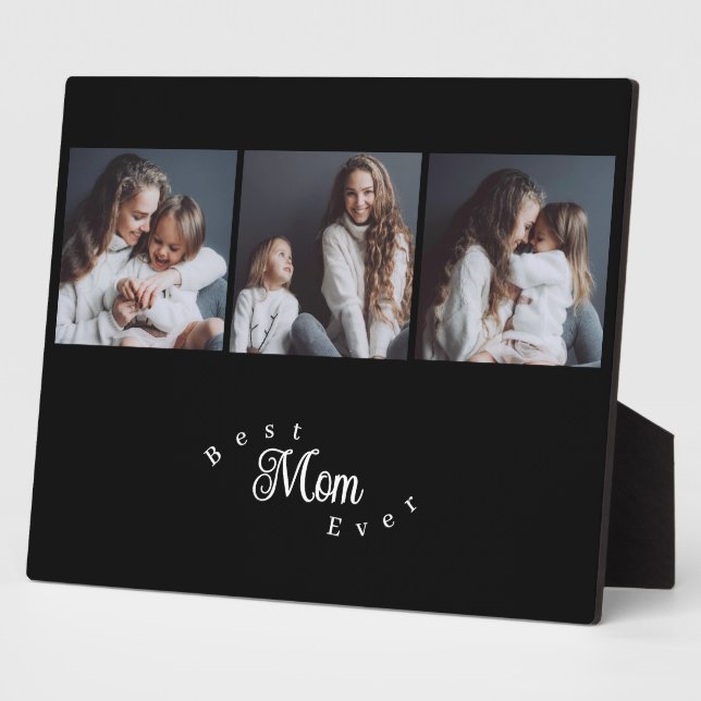 Placa Expositora Modern Best Mom Ever Elegant Script Black 3 Photo (Lado)