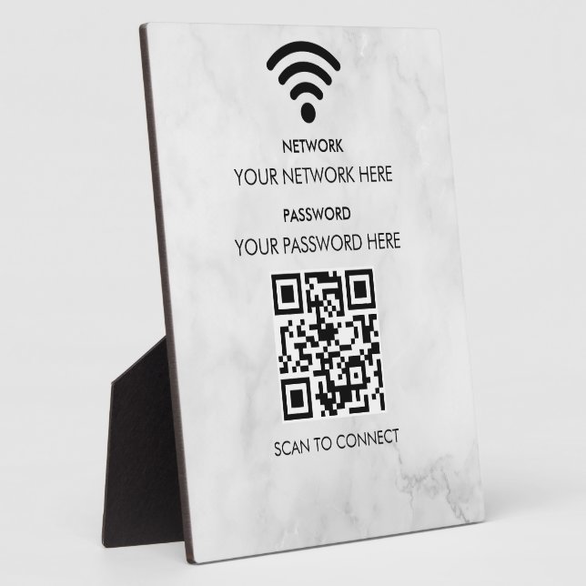 Placa Expositora Modern Business Wifi Network and Password Black  (Lado)