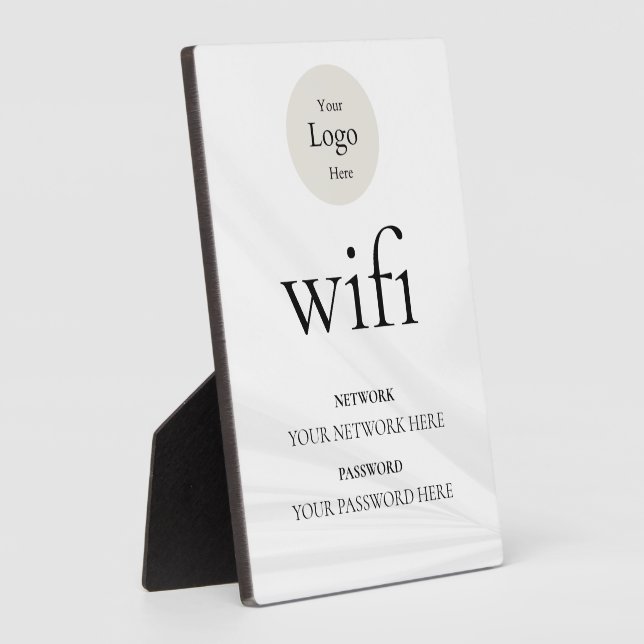 Placa Expositora Modern Business Wifi Network and Password Black  (Lado)