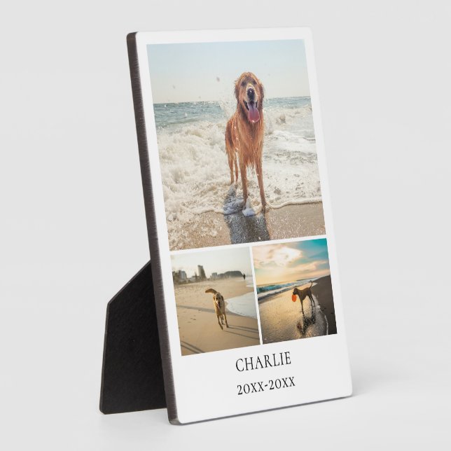Placa Expositora Modern Dog Keepsake Personalized Pet Collage Photo (Lado)