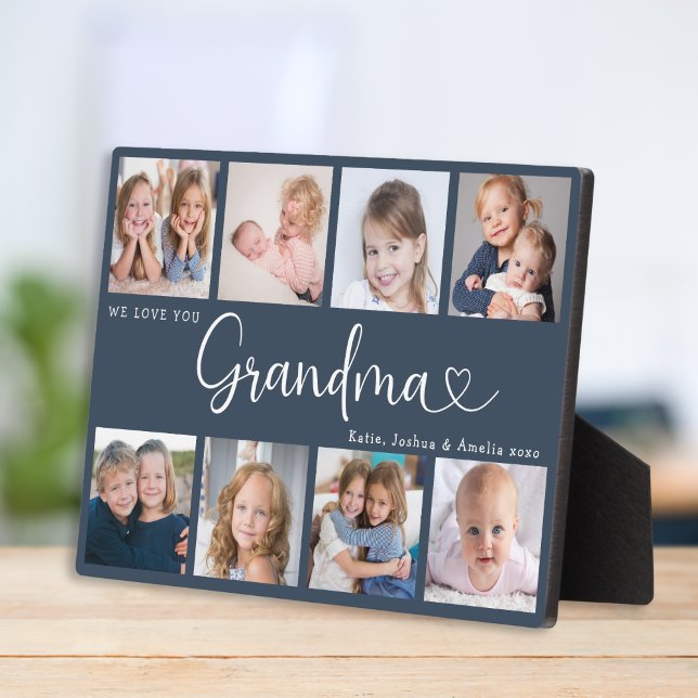Placa Expositora Modern Grandma Photo Collage Heart Script (Subido por el creador)