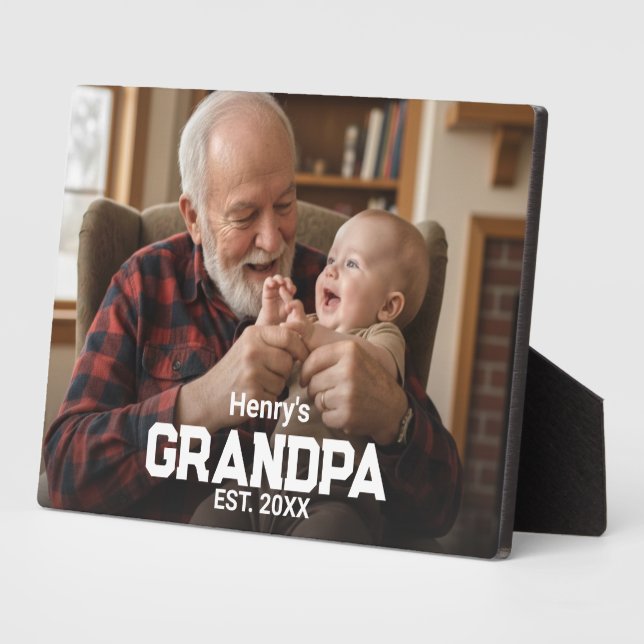 Placa Expositora Modern Grandpa Est. Name Year Photo (Lado)