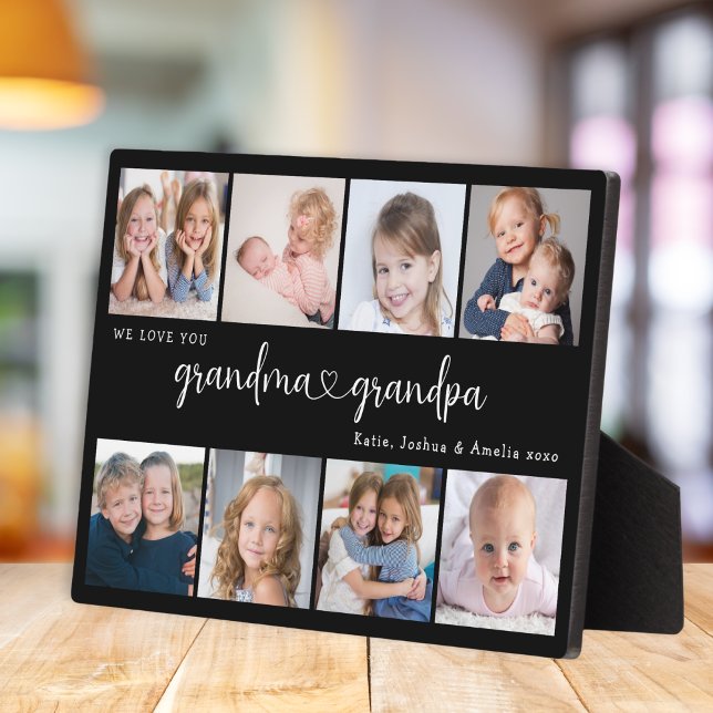 Placa Expositora Modern Grandparents Photo Collage Heart Script (Subido por el creador)