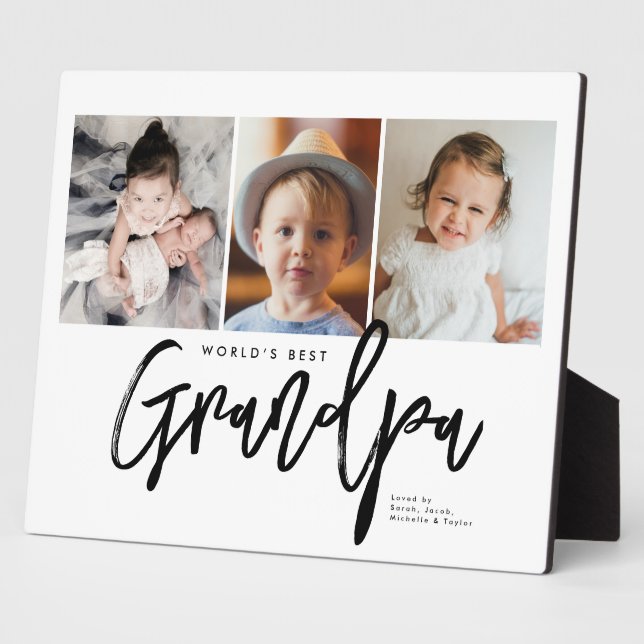 Placa Expositora Modern Handlettering World's Best Grandpa Photos (Lado)