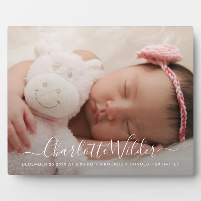 Placa Expositora Modern Photo Birth Announcement (Frente)