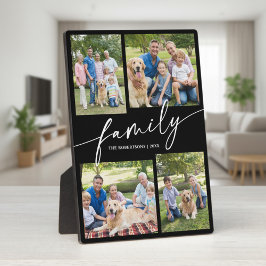 Placa Expositora Modern Photo Collage Family Script Keepsake