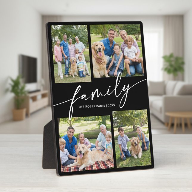 Placa Expositora Modern Photo Collage Family Script Keepsake (Subido por el creador)