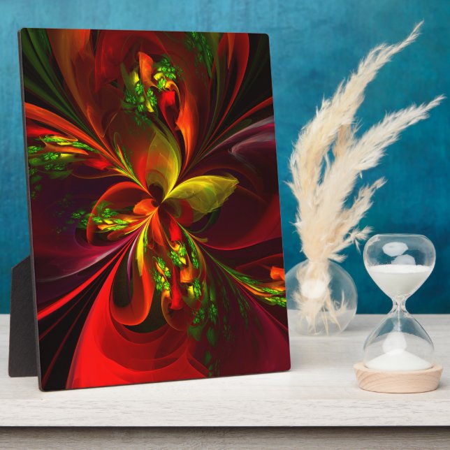 Placa Expositora Modern Red Green Floral Abstract Art Pattern #05 (Lado)