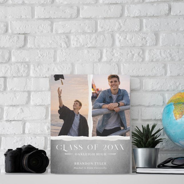 Placa Expositora Modern Ripped Paper Graduation Photo Keepsake (Subido por el creador)