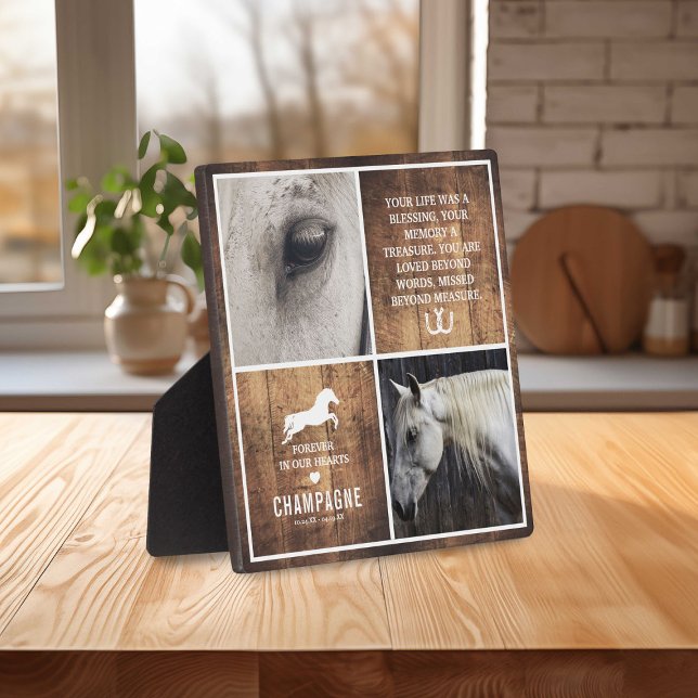 Placa Expositora Modern Rustic Horse Memorial Photo Collage (Subido por el creador)