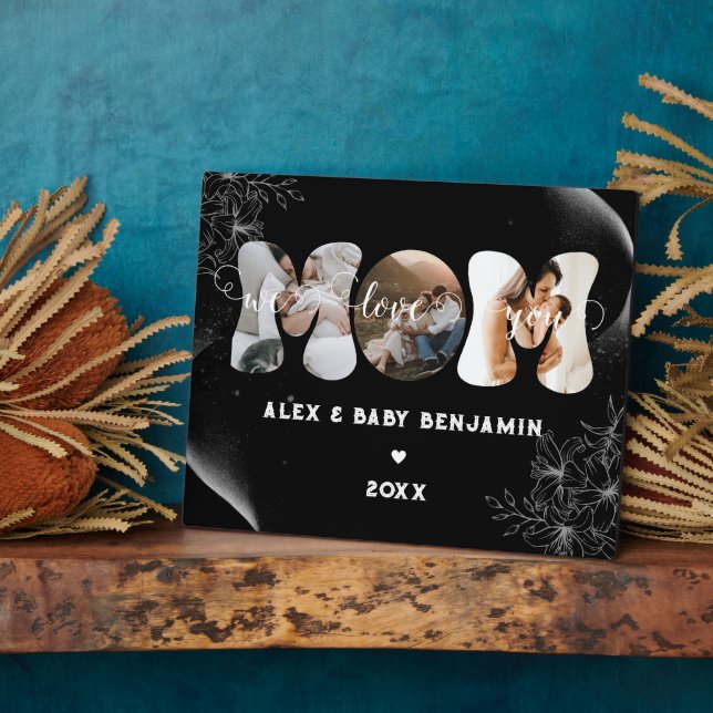 Placa Expositora Modern We Love You Mom Photo collage (Lado)