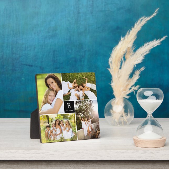 Placa Expositora Moderna familia cuadrada monograma 4 Collage de fo (in situ)