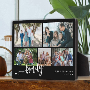 Placa Expositora Moderna familia de colaje de 5 fotos personalizado