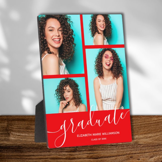 Placa Expositora Moderna foto de graduación roja Keepsake (Subido por el creador)