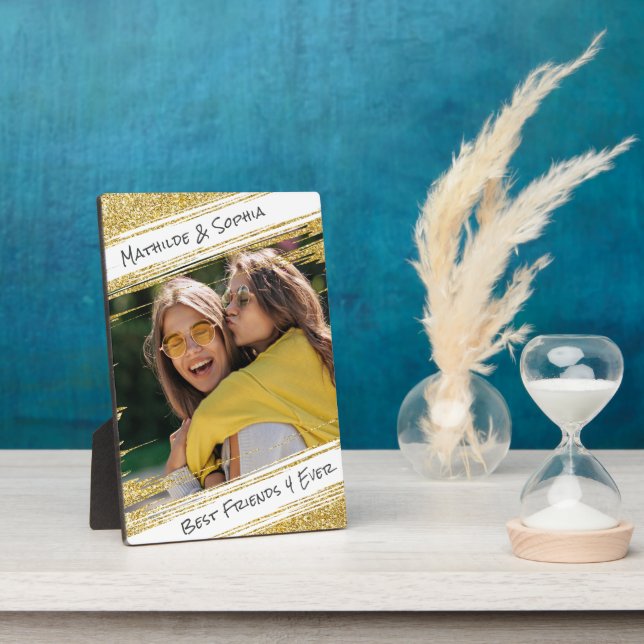 Placa Expositora Moderna Purpurina Sparkle Gold Foto BBF Mejor Amig (Lado)