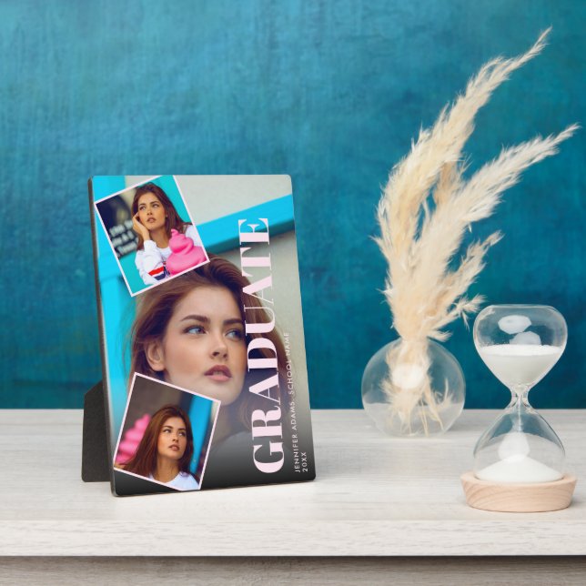 Placa Expositora Moderna revista 3 Fotos Graduación (Lado)