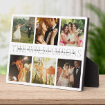 Placa Expositora Moderna y elegante Moda de Collage de fotos Keepsa<br><div class="desc">Elegante y moderno boda keepsake,  este nombre personalizado y diseño de collage de fotos de fecha hacen una hermosa presentación para sus fotos favoritas de su día especial. ¡Un gran regalo para los recién casados o aniversarios! Esta es la polvorienta versión de tipografía gris de carbón vegetal.</div>