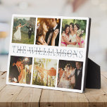 Placa Expositora Moderna y elegante Moda de Collage de fotos Keepsa<br><div class="desc">Elegante y moderno boda keepsake,  este nombre personalizado y diseño de collage de fotos de fecha hacen una hermosa presentación para sus fotos favoritas de su día especial. ¡Un gran regalo para los recién casados o aniversarios! Esta es la versión de tipografía azul polvorienta.</div>
