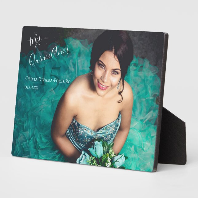 Placa Expositora Moderna y elegante Quinceanera 15ª foto de cumplea (Lado)