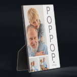 Placa Expositora Moderno 3 Poppop Plaque<br><div class="desc">Una placa moderna de collage de fotos,  perfecta como regalo para el Día del Padre,  cumpleaños,  navidades o cualquier otra ocasión. La placa de la foto contiene 3 fotos,  un tipo de letra negrita en gris que dice 'POPPOP' y 'EST: 20XX.</div>