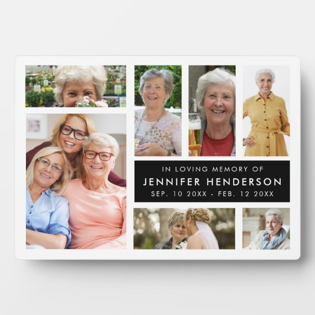 Placa Expositora Moderno Collage de Fotos en Memoria (Frente)