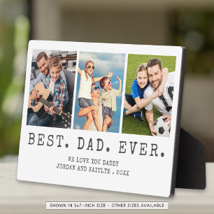 Placa Expositora Moderno MEJOR PAPÁ DEL MUNDO 3 Fotos Personalizada