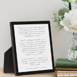 Placa Expositora Moderno minimalista y elegante votos de Boda negro<br><div class="desc">El día de la boda de los recién casados promete una placa para recordar siempre tu día especial y tu amor y tu promesa mutua. Esta elegante placa de keepsake del día de la boda presenta un sencillo diseño minimalista en blanco y negro para mostrar sus votos especiales. Un sencillo...</div>