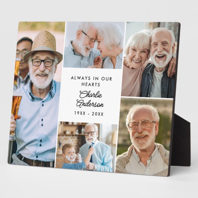 Placa Expositora Moderno Personalizado Texto Memorial de 5 Collages (Lado)