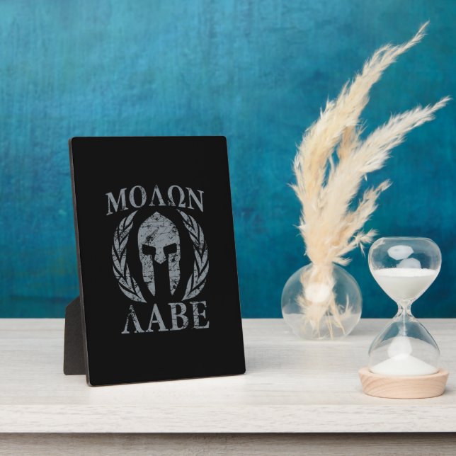 Placa Expositora Molon Labe Grunge Spartan Armor (Lado)