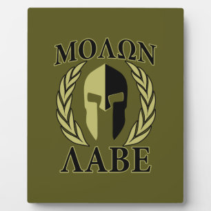 Placa Expositora Molon Labe Spartan Mask Laurelles Olive Green