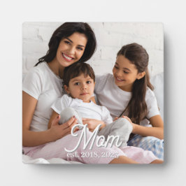 Placa Expositora Mom Established Black White Script Photo