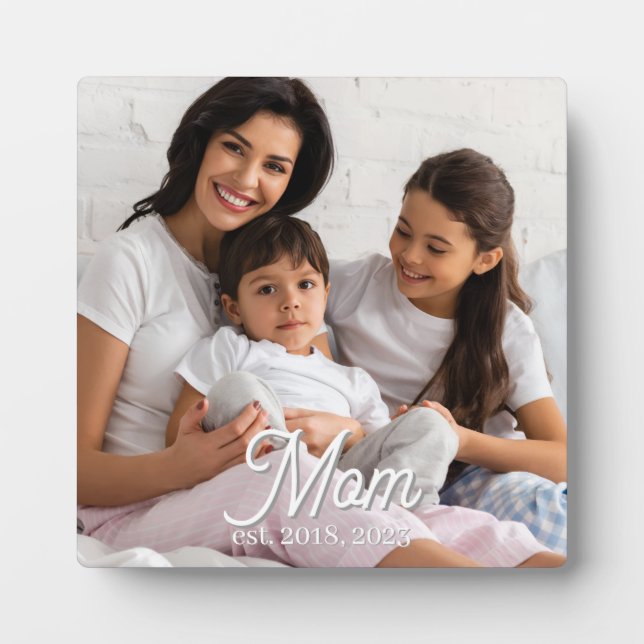 Placa Expositora Mom Established Black White Script Photo (Frente)