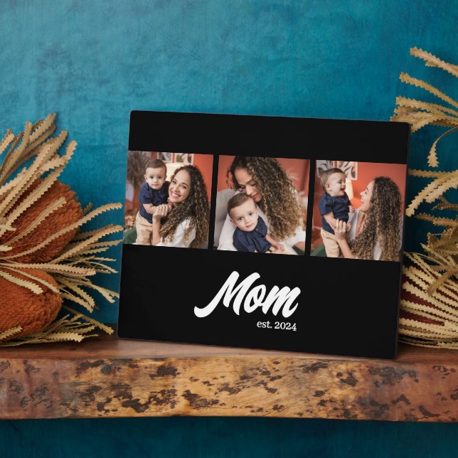 Placa Expositora Mom Established Script Black Photo (Lado)